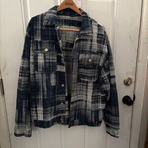 Woven Checkered Jean Jacket Men's XL NWOT